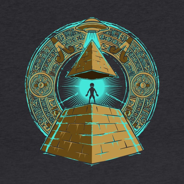 Alien UFO Egyptian Pyramids with Hieroglyphics Spacecore by Area51Merch